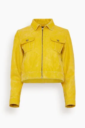 Cropped Shrunken Zip-Up in Yellow/Aqua