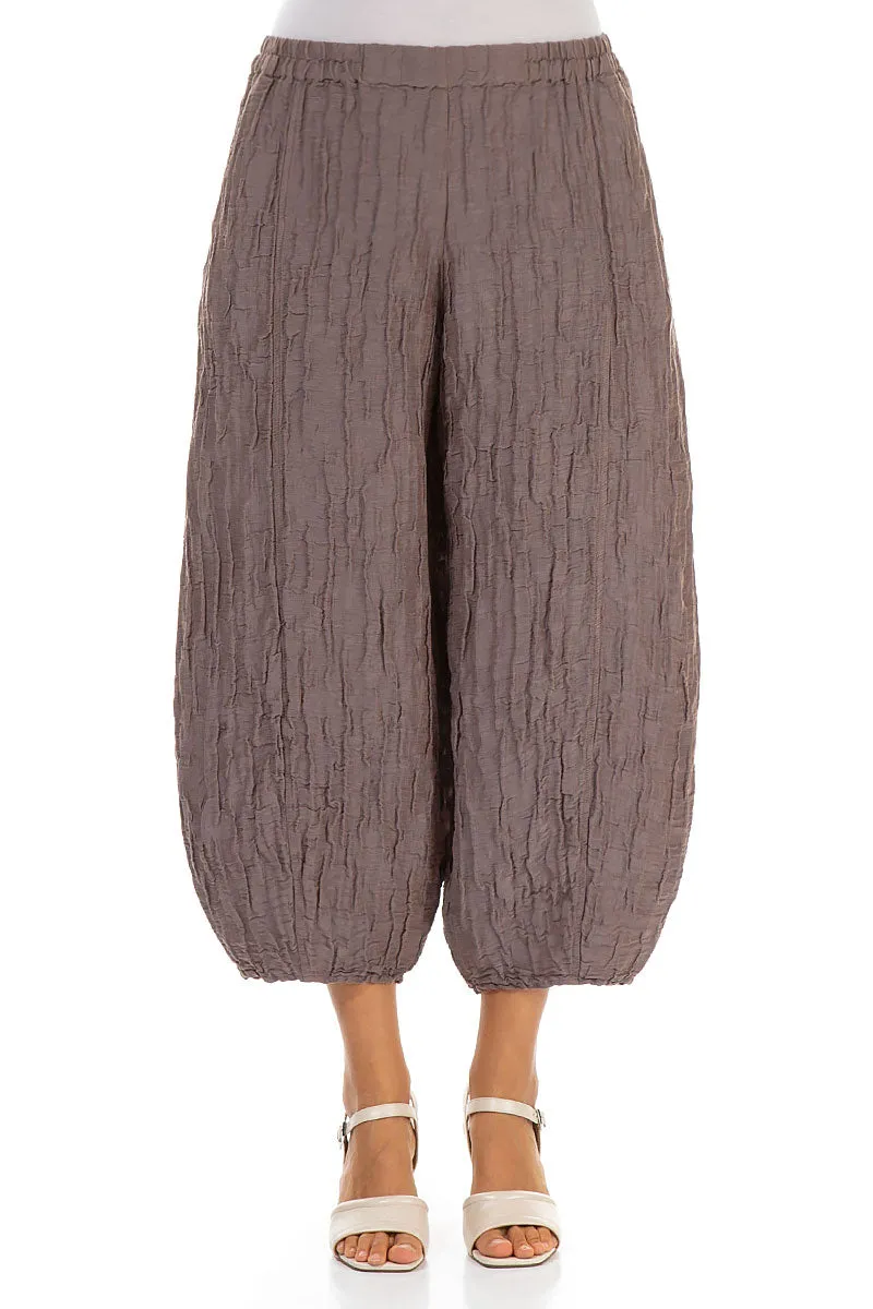 Cropped Taper Truffle Silk Linen Trousers