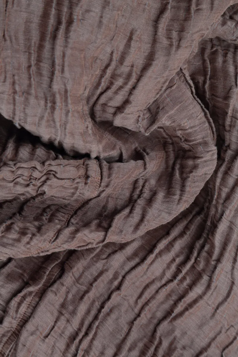 Cropped Taper Truffle Silk Linen Trousers