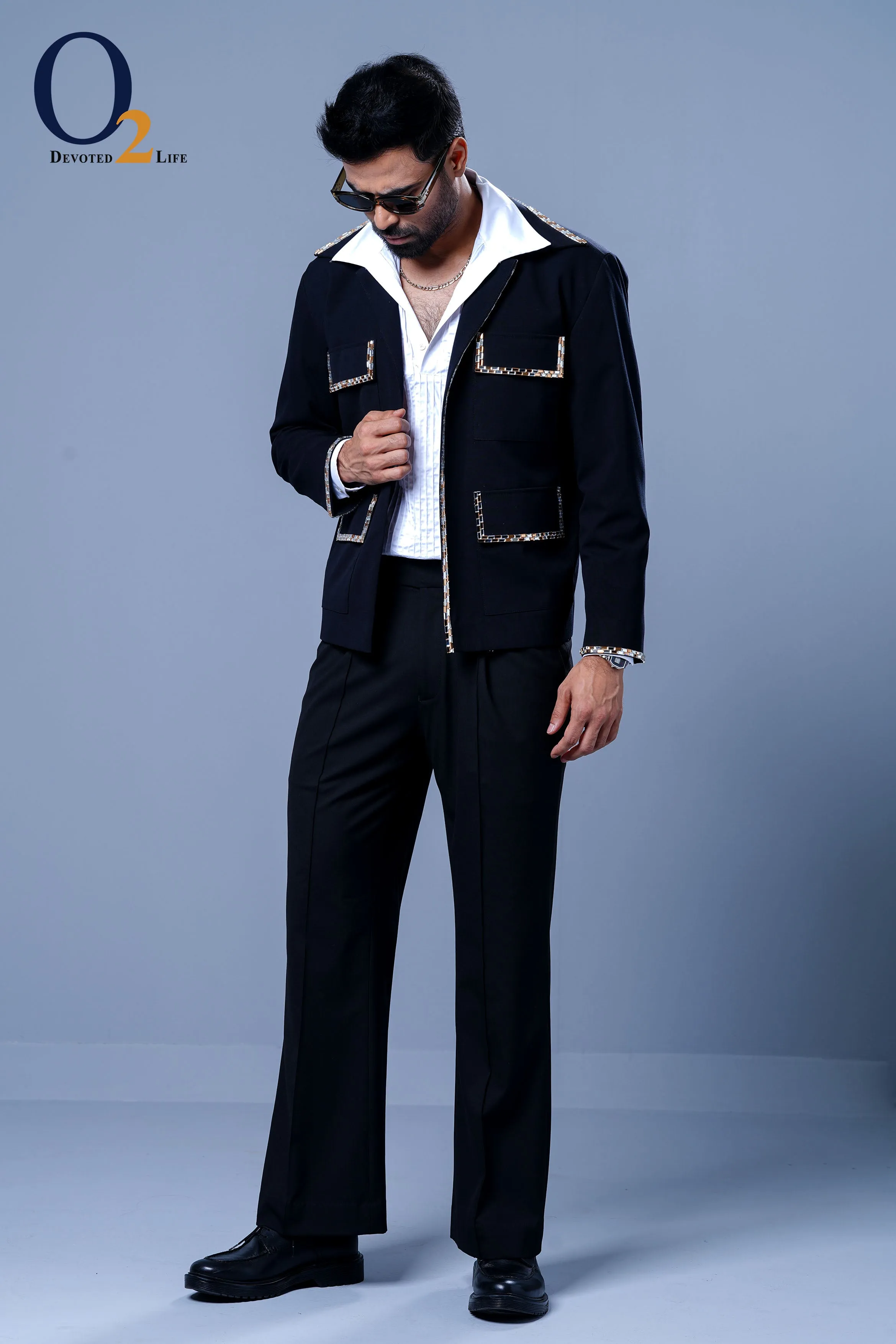 Crystal retro jacket with pant