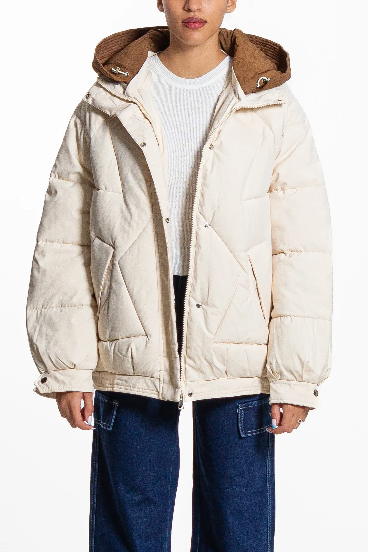 DETAILED PUFFER JACKET WITH HOOD