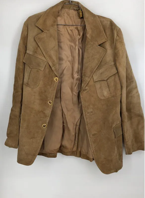 D.H. LTD. Women's Brown Leather Collared Overcoat - Size Measured
