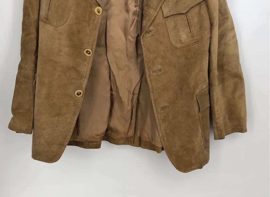 D.H. LTD. Women's Brown Leather Collared Overcoat - Size Measured