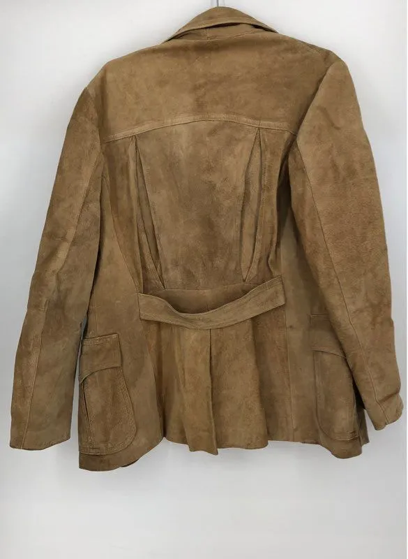D.H. LTD. Women's Brown Leather Collared Overcoat - Size Measured