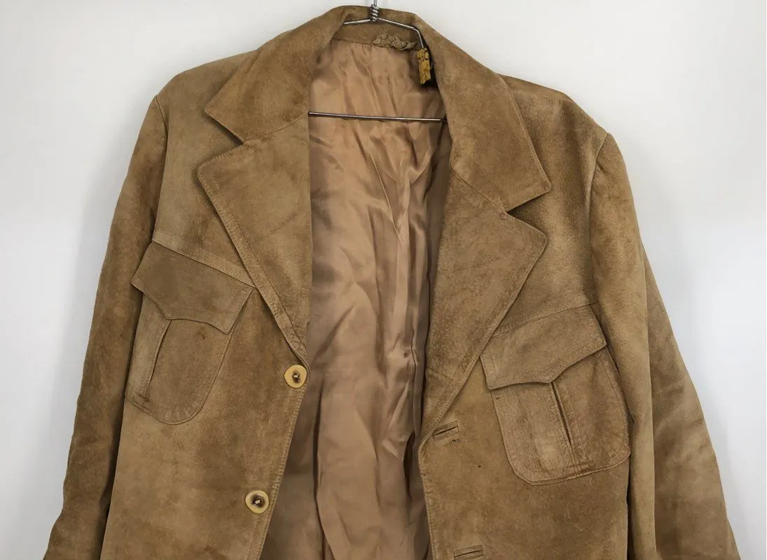 D.H. LTD. Women's Brown Leather Collared Overcoat - Size Measured