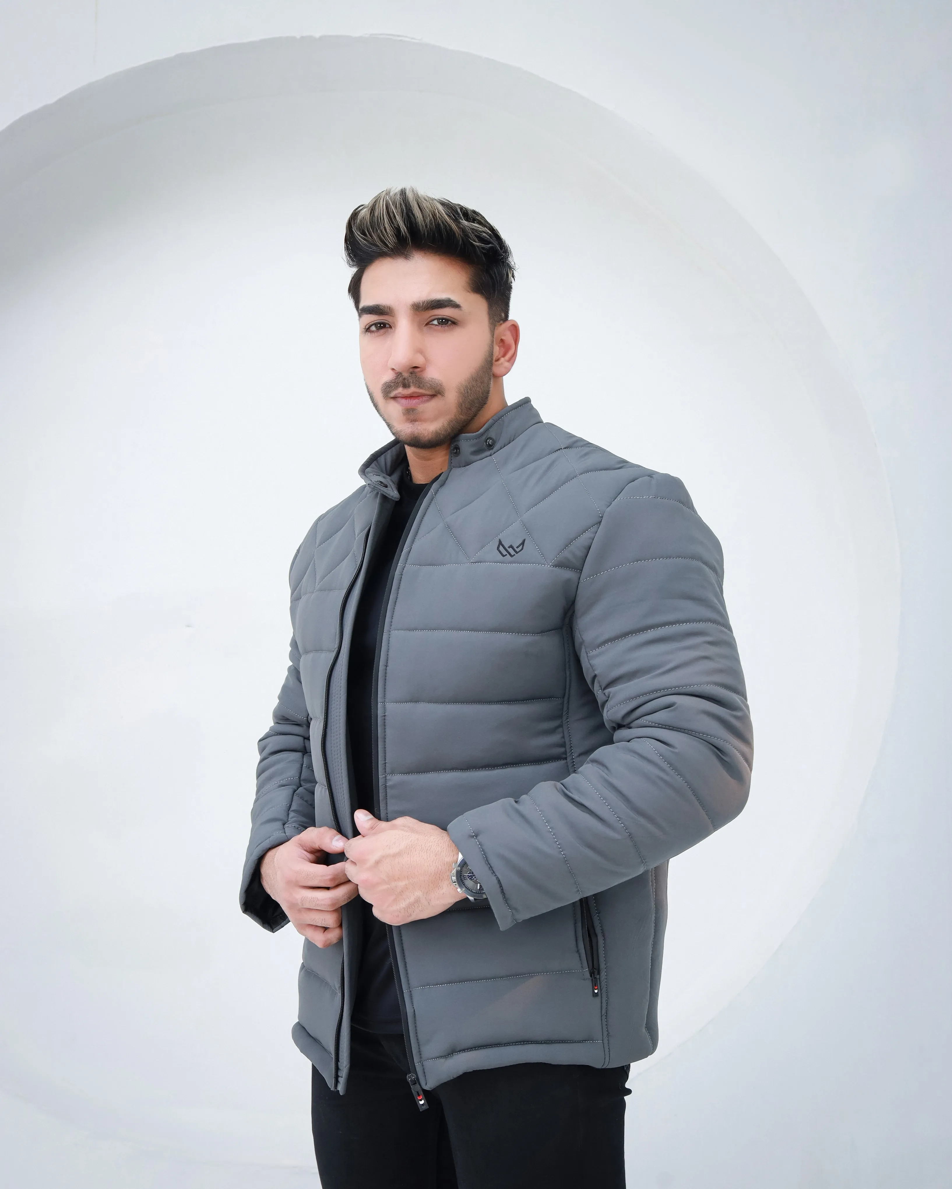 Diamond Quilted Jacket - Grey