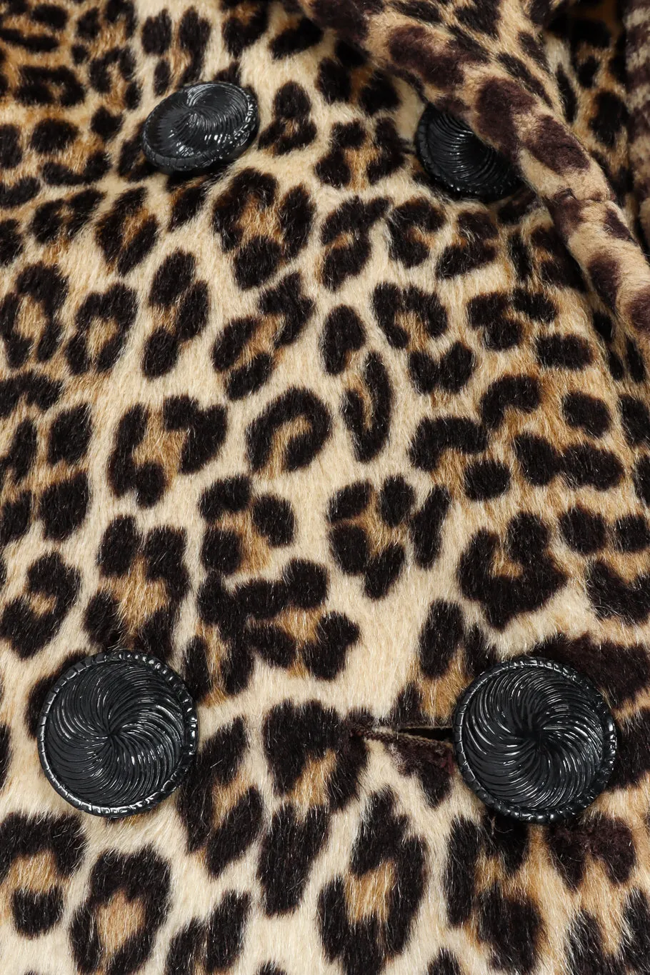 Double Breasted Leopard Faux Fur Coat