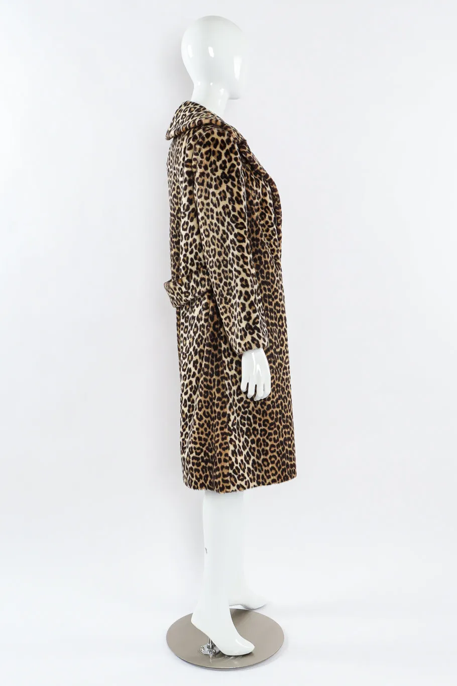 Double Breasted Leopard Faux Fur Coat