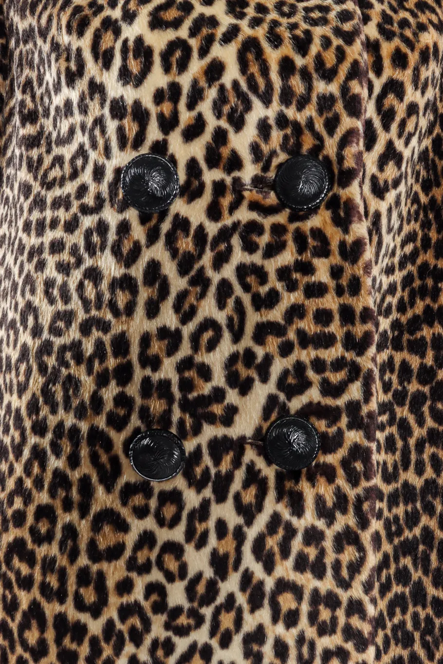 Double Breasted Leopard Faux Fur Coat