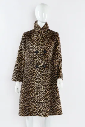 Double Breasted Leopard Faux Fur Coat