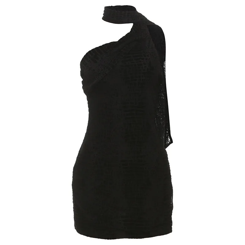 Elegant Sexy Backless Lace up Scarf Collar Dress
