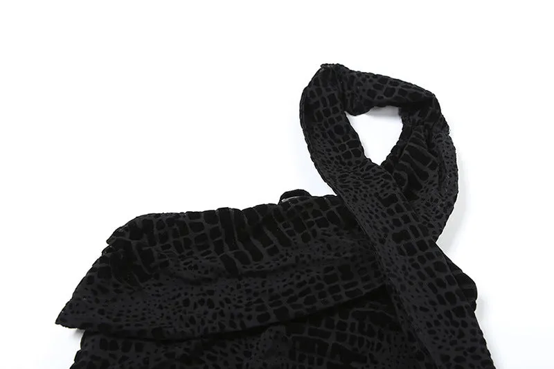 Elegant Sexy Backless Lace up Scarf Collar Dress