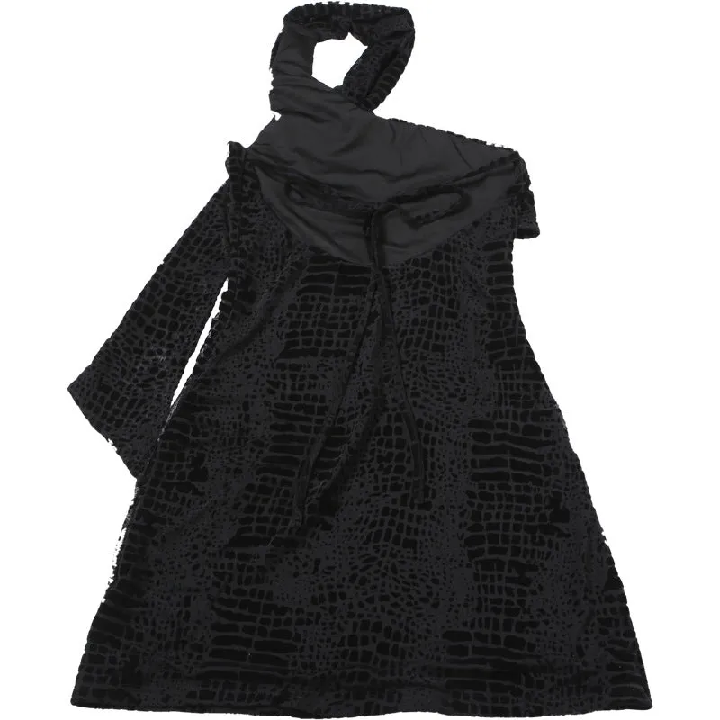 Elegant Sexy Backless Lace up Scarf Collar Dress