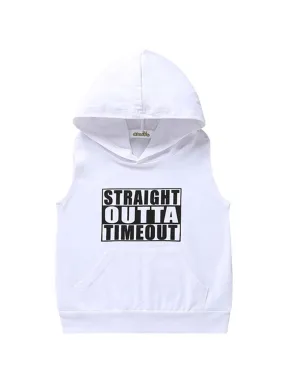 Fashion Baby Boy Letters Printed Solid Color Hooded Tank Top