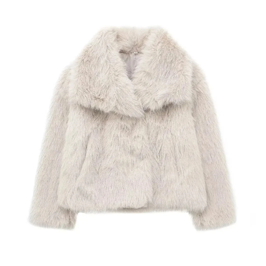 Faux Fur Long Sleeve Coat
