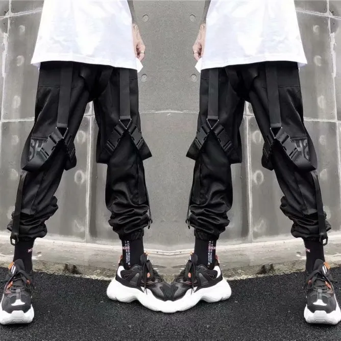 Functional Overalls Dark Functional Pants Paratrooper Pants Hip-Hop All-Match Casual Pants Men