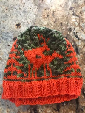 Funny Hunter Hat, Camo & Orange Knit Beanie