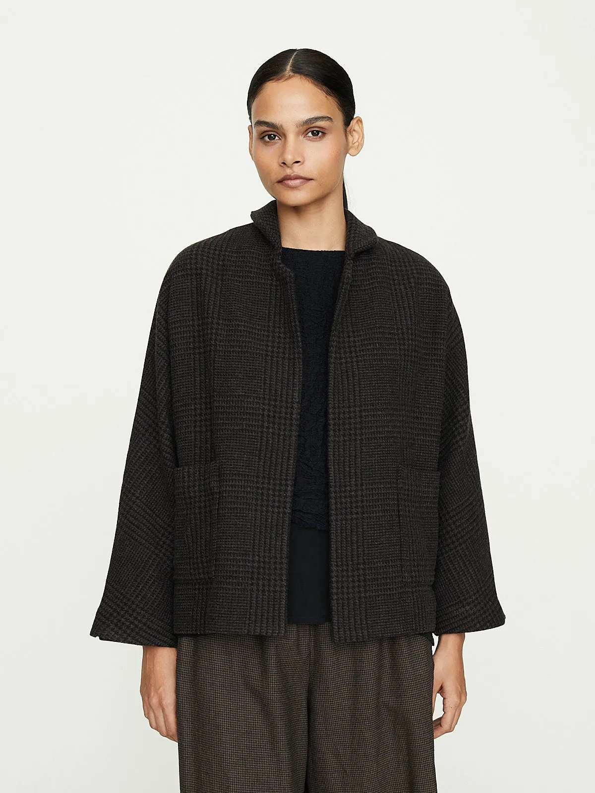Giacca Jacket Peonia Bianco in Brown/Black Prince of Wales