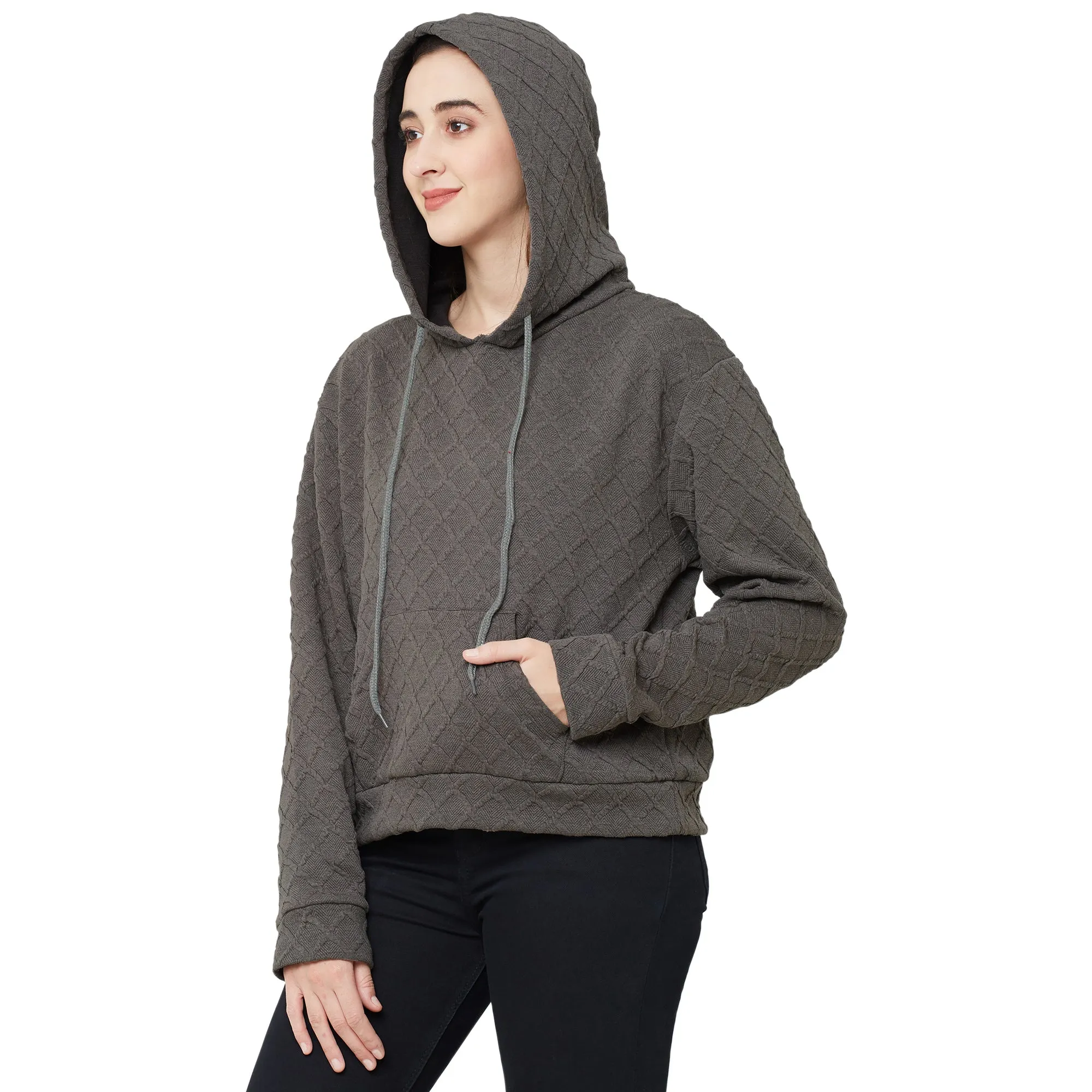 Grey Sweatshirt with Hood for Women