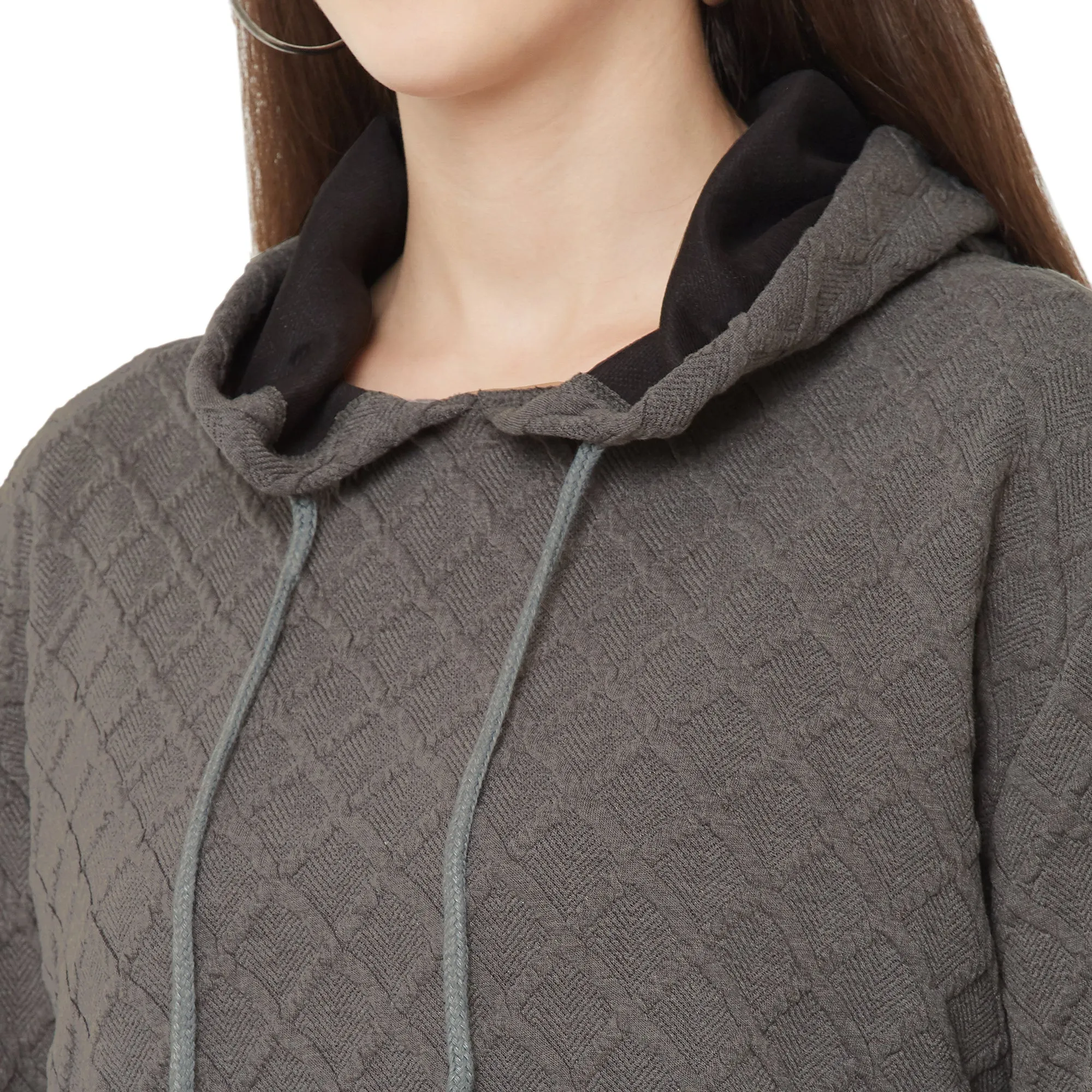 Grey Sweatshirt with Hood for Women