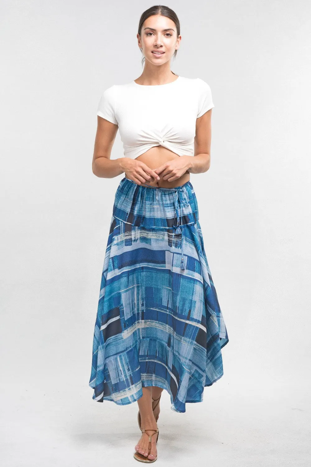 Handkerchief Hem Midi Skirt