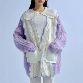 Hit Color Long Knitting Sweaters For Women Round Neck Long Sleeves High Waist Minimalist Sweater Female Fashion