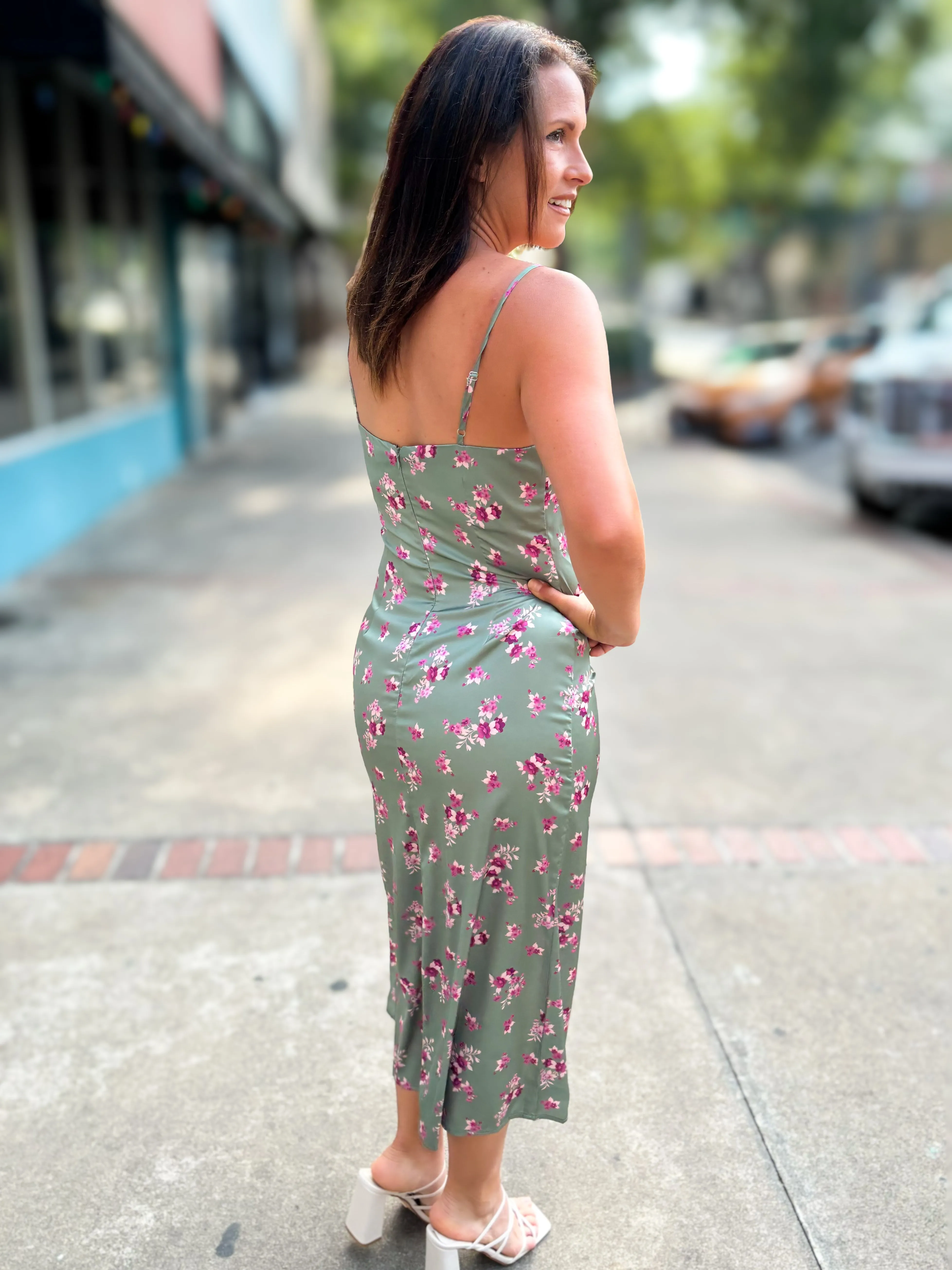 Hostess V Neck Slip Maxi Dress