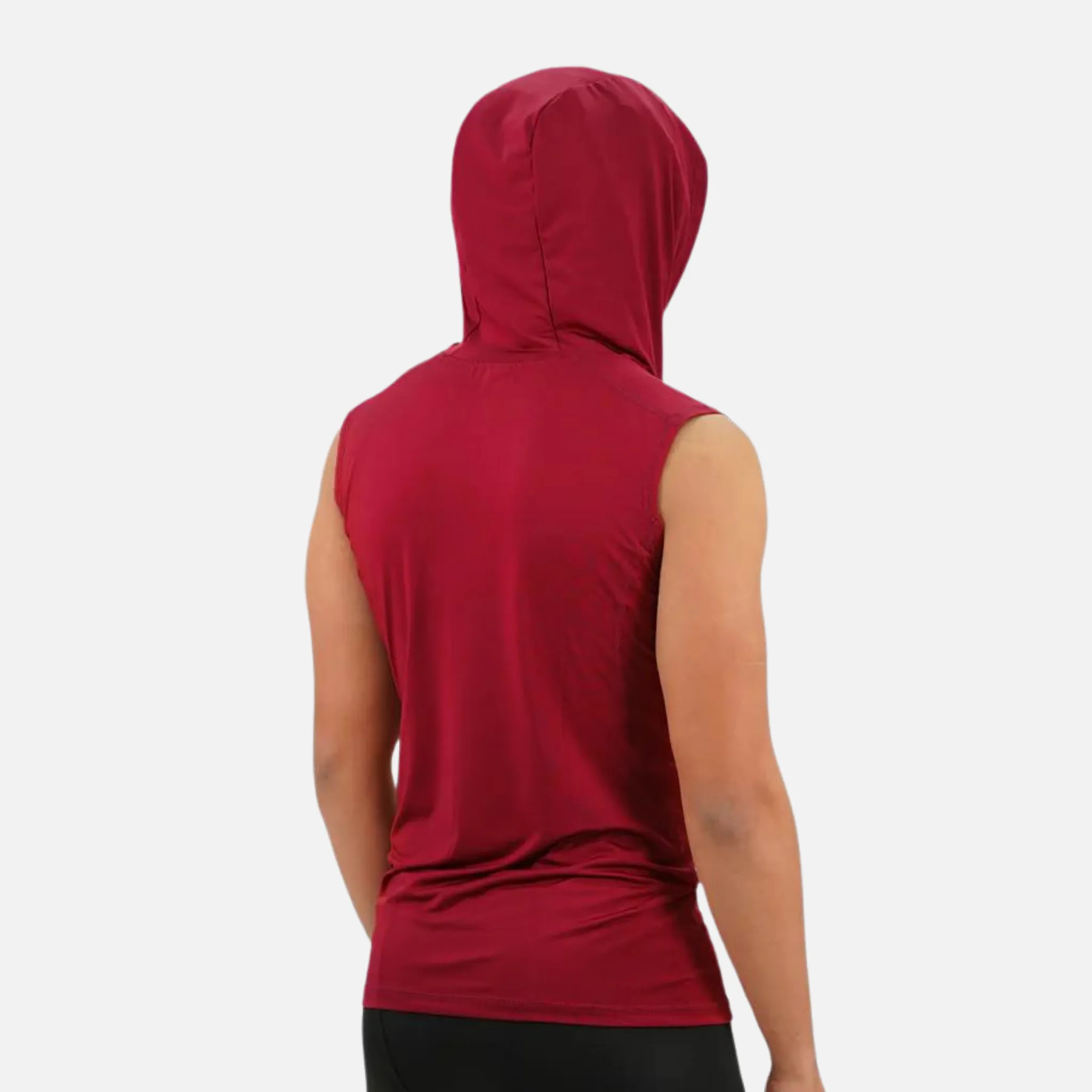 Hue Maroon Sleeveless Compression Hoodie