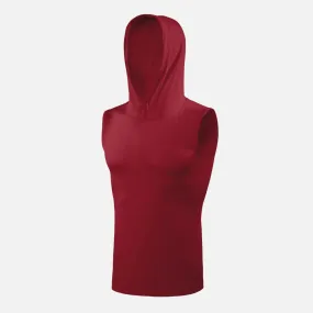 Hue Maroon Sleeveless Compression Hoodie