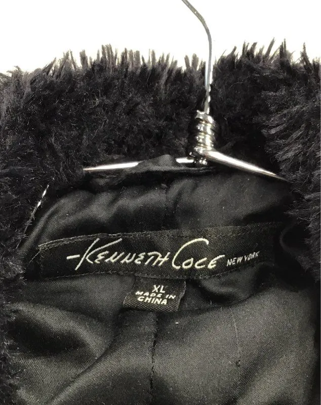 Kenneth Cole Women's Navy Blue Collared Single-Breasted Overcoat - Size XL