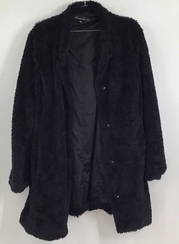 Kenneth Cole Women's Navy Blue Collared Single-Breasted Overcoat - Size XL