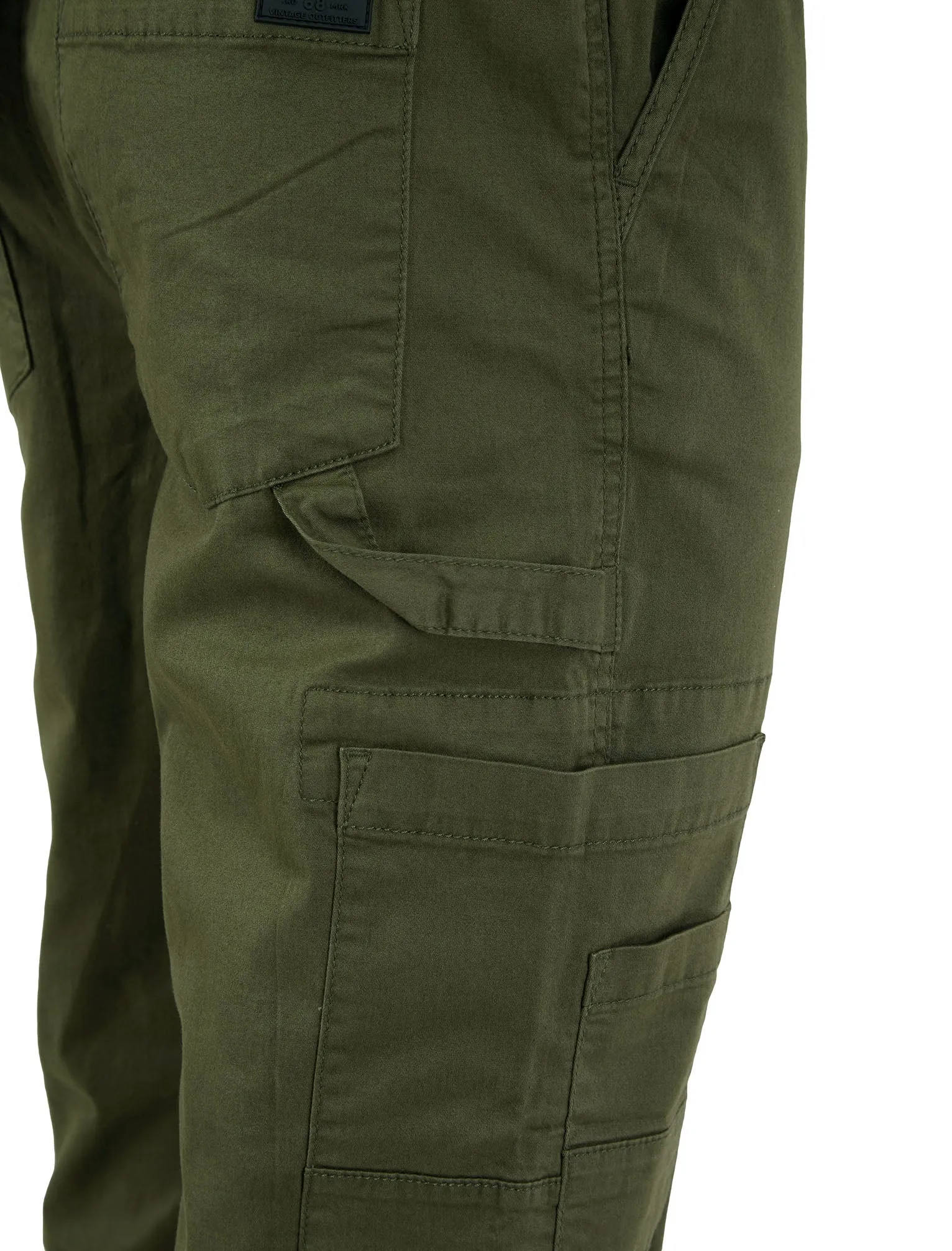 Lance Cotton Twill Cuffed Multi-Pocket Cargo Jogger Pants in Grape Leaf - Tokyo Laundry
