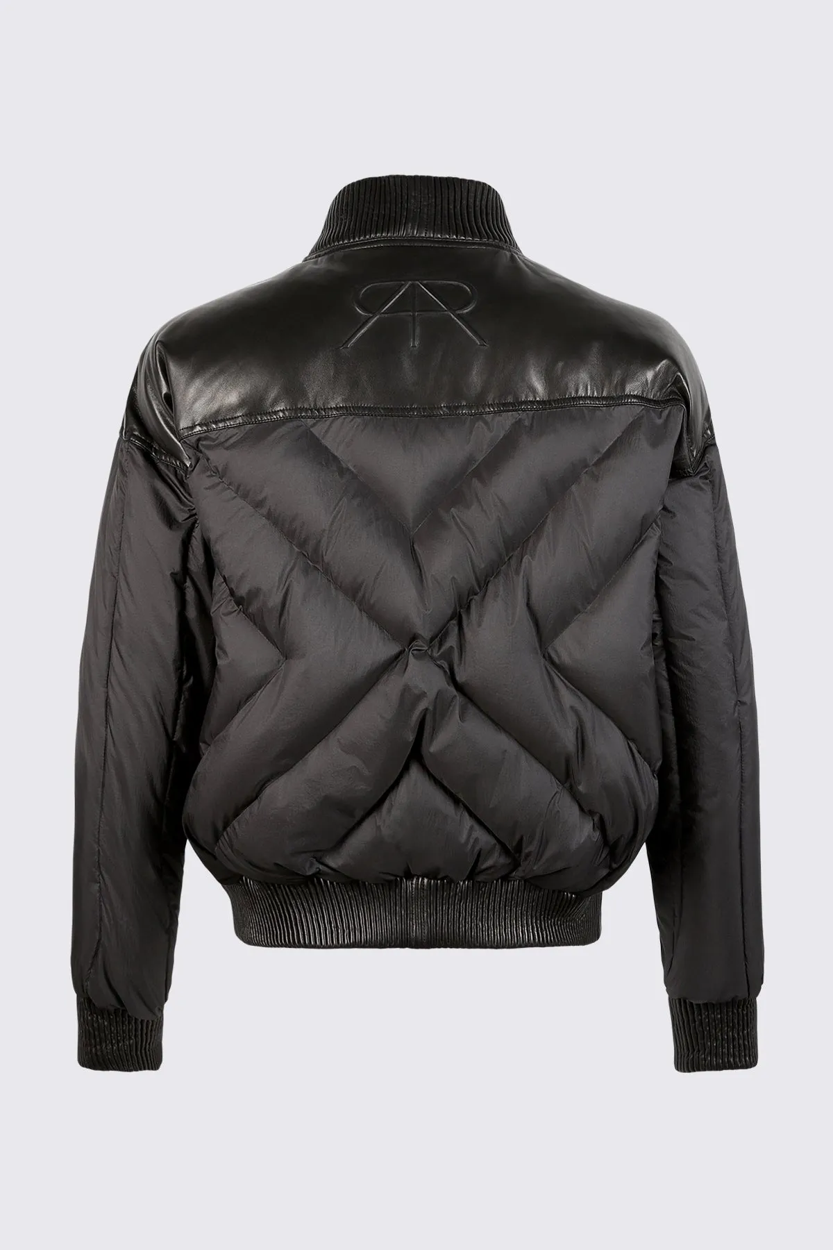 Leather Contrast Puffer Jacket