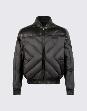 Leather Contrast Puffer Jacket