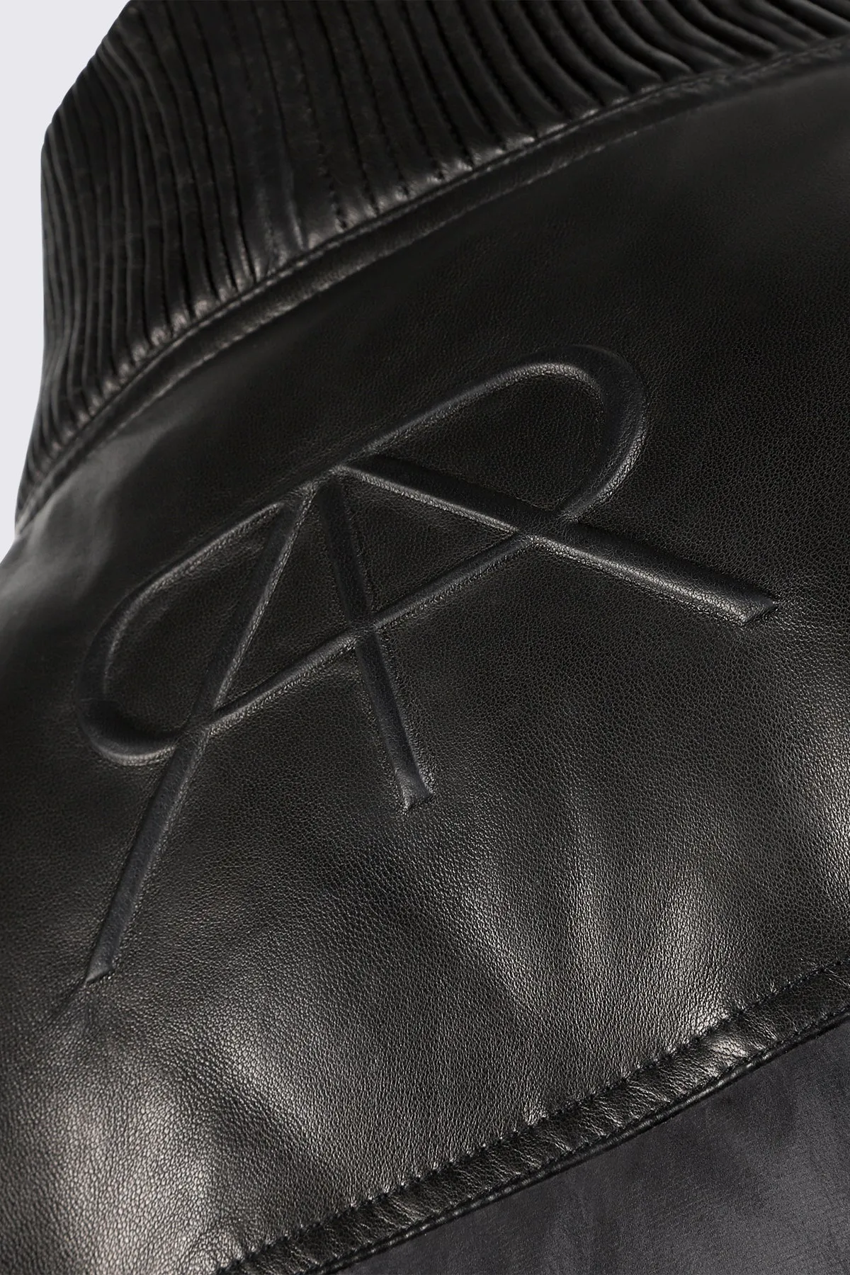 Leather Contrast Puffer Jacket