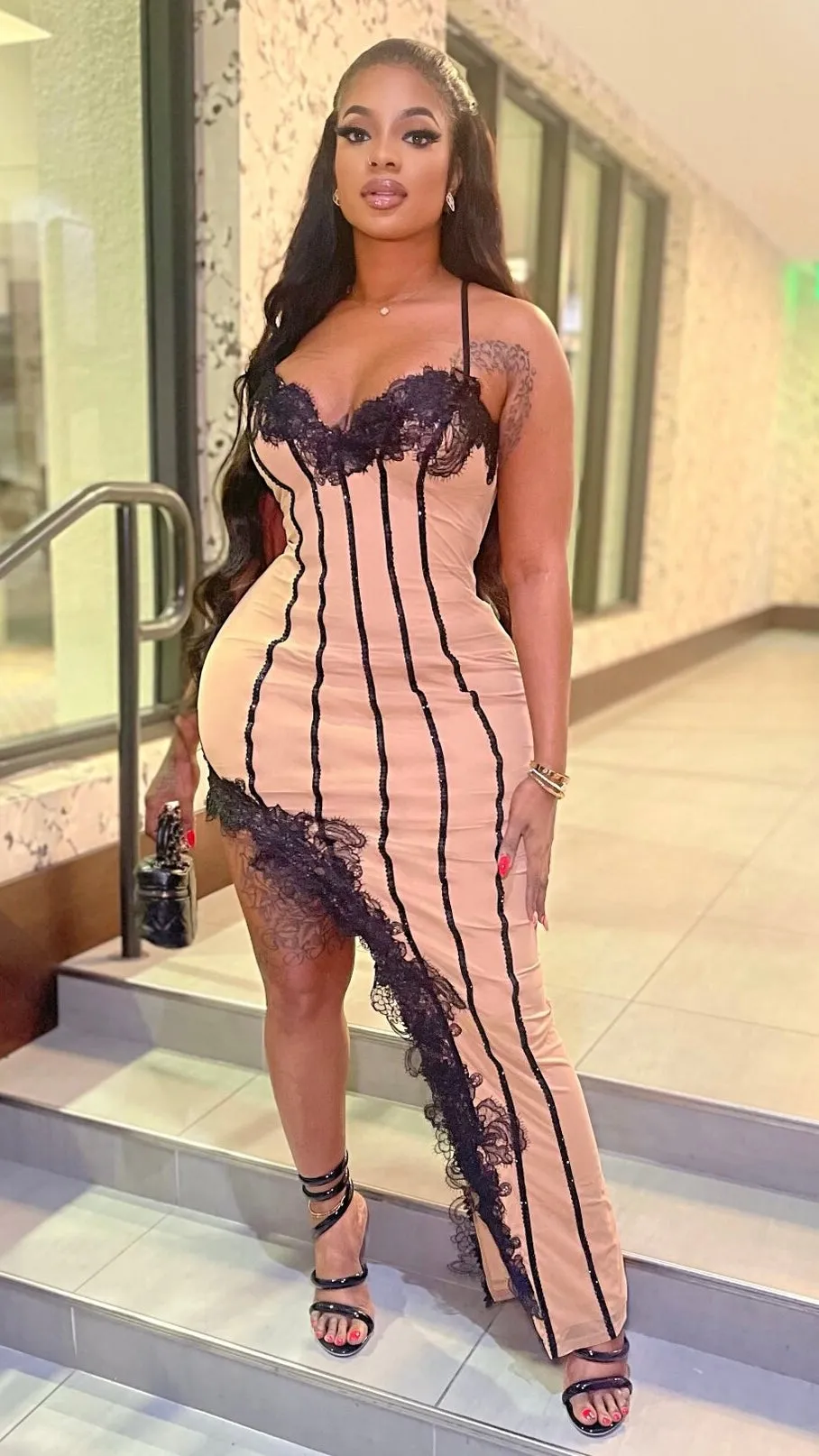 Lexxi Dress - Nude/Black