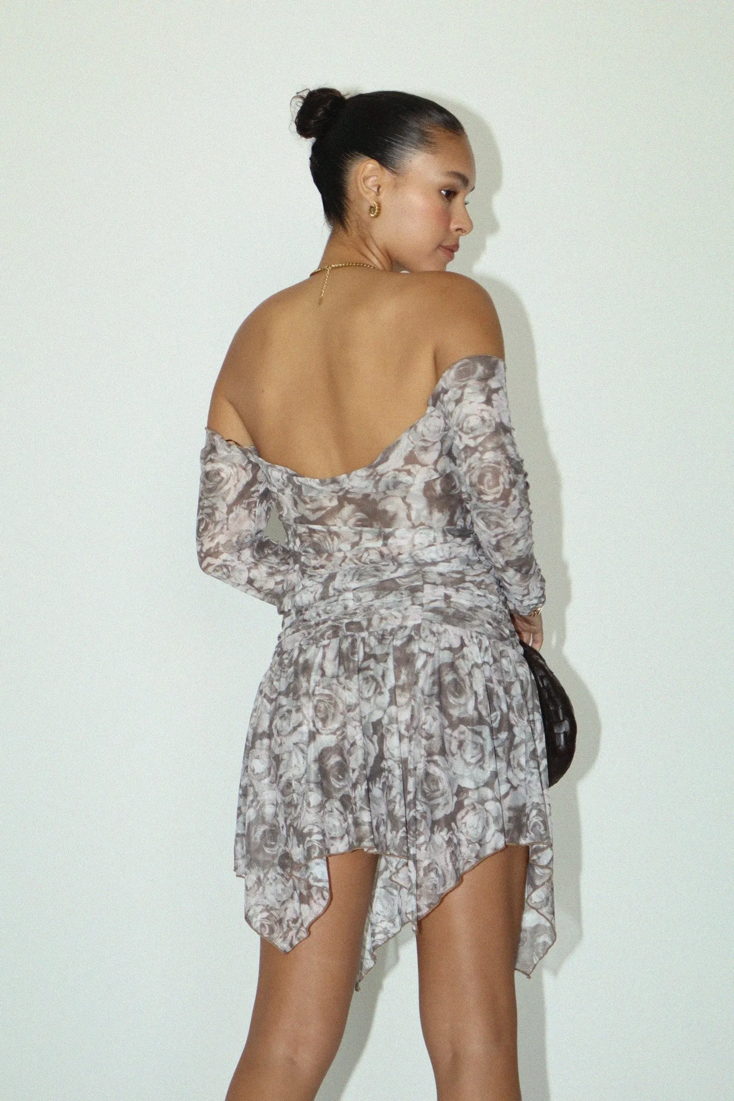Lisbeth Vintage Floral Print Asymmetric Hem Mini Skirt