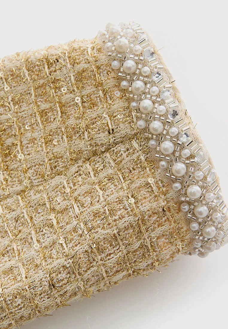 Lurex-detail Checked Embellished Cropped Jacket