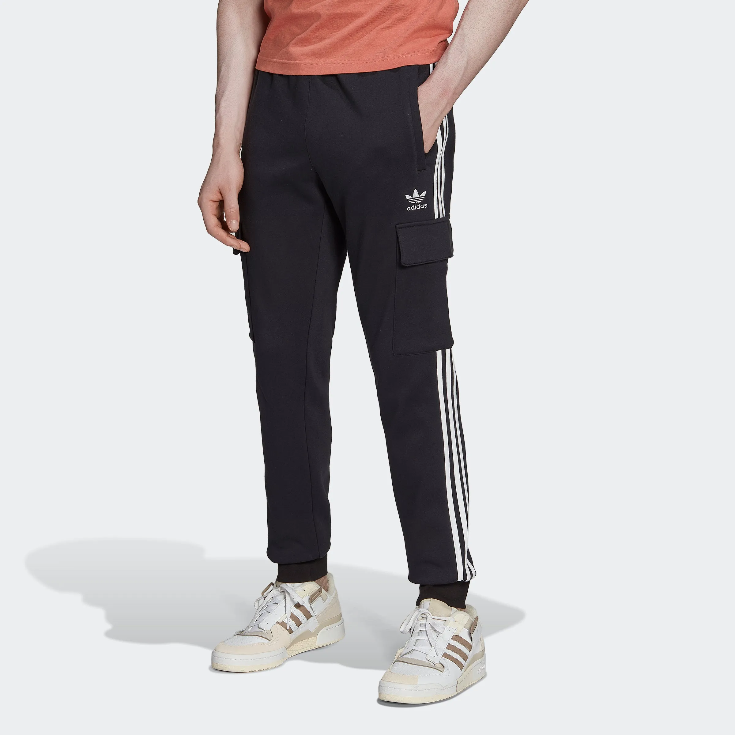 Men's adidas Originals Adicolor 3-Stripes Cargo Slim Joggers Black