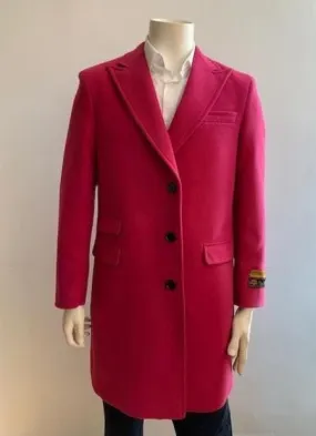 Men's Overcoat - Peak Lapel 1920s Style - Car Coat Three Quarter By Albereto Nardon   Pink