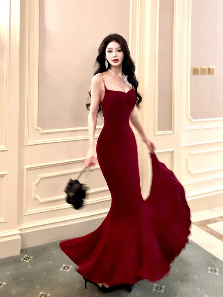 mermaid long evening dress sexy prom party dress     S5943