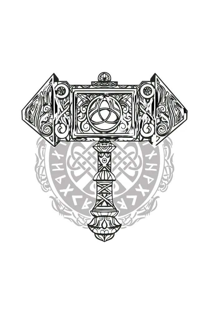 Mjolnir Knotwork Hammer White Printed Sweatshirt for men