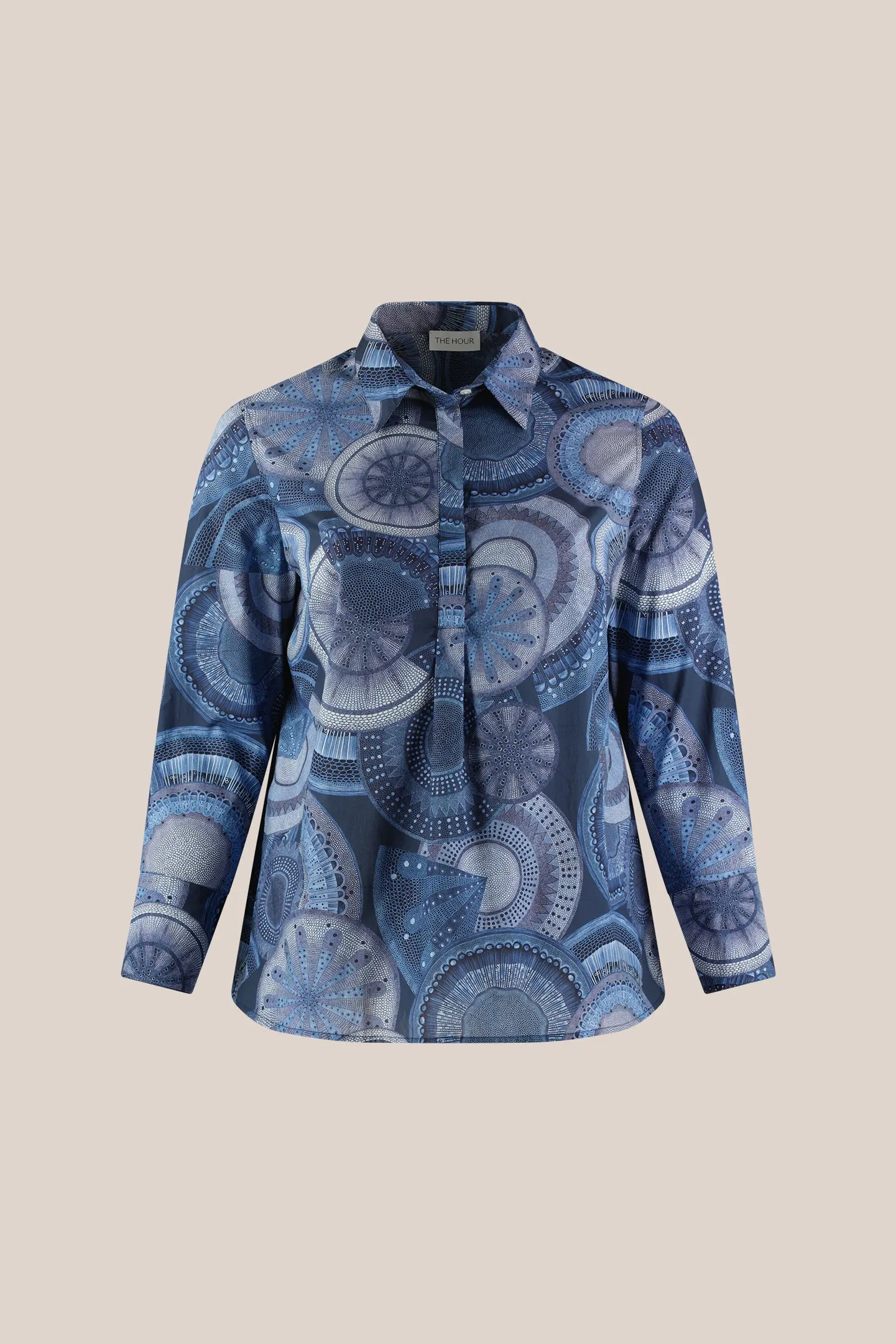 Navy Microscopic Flora Cotton Shirt