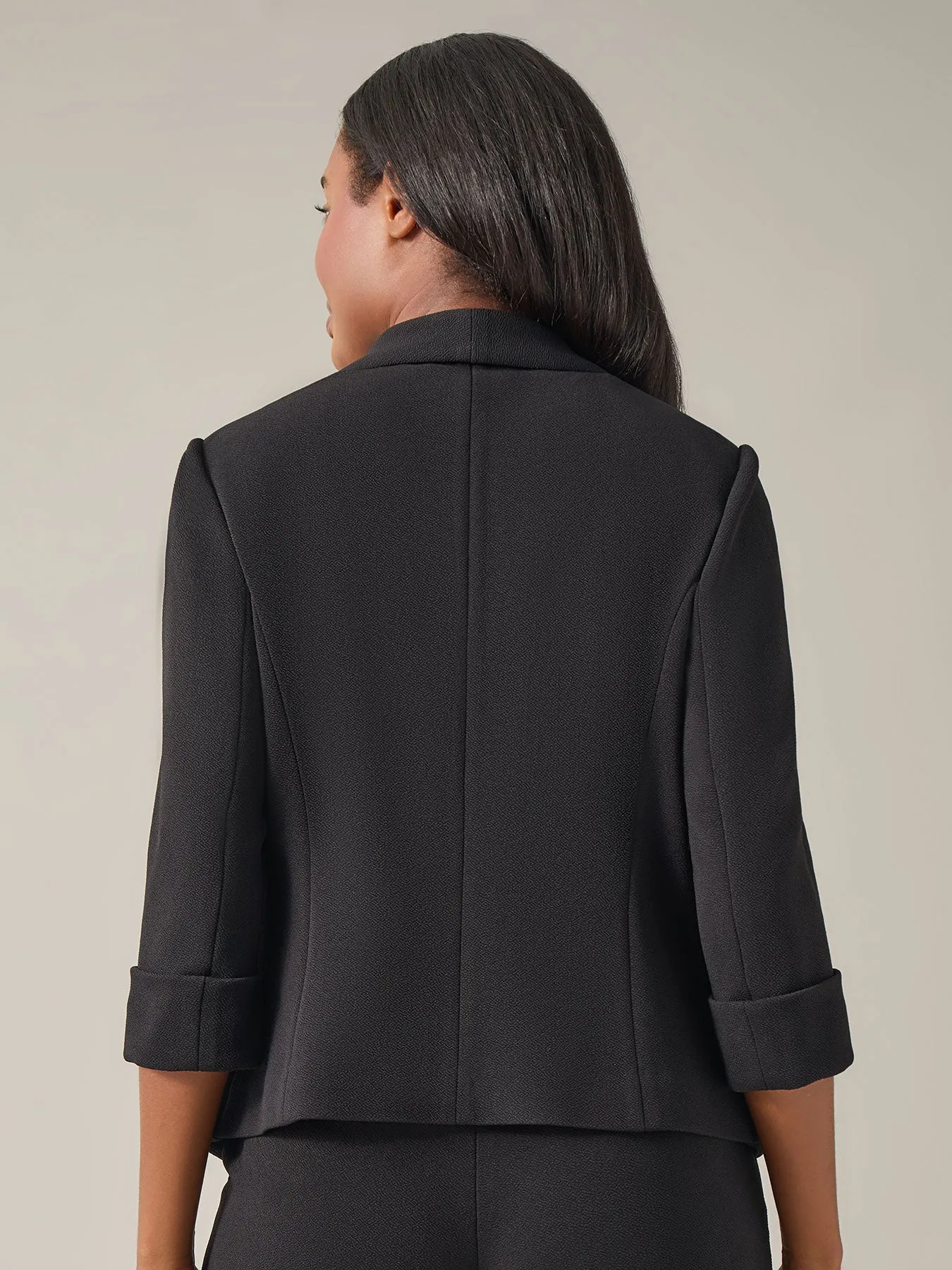 Open Front Notch Collar Jacket, Crosshatch