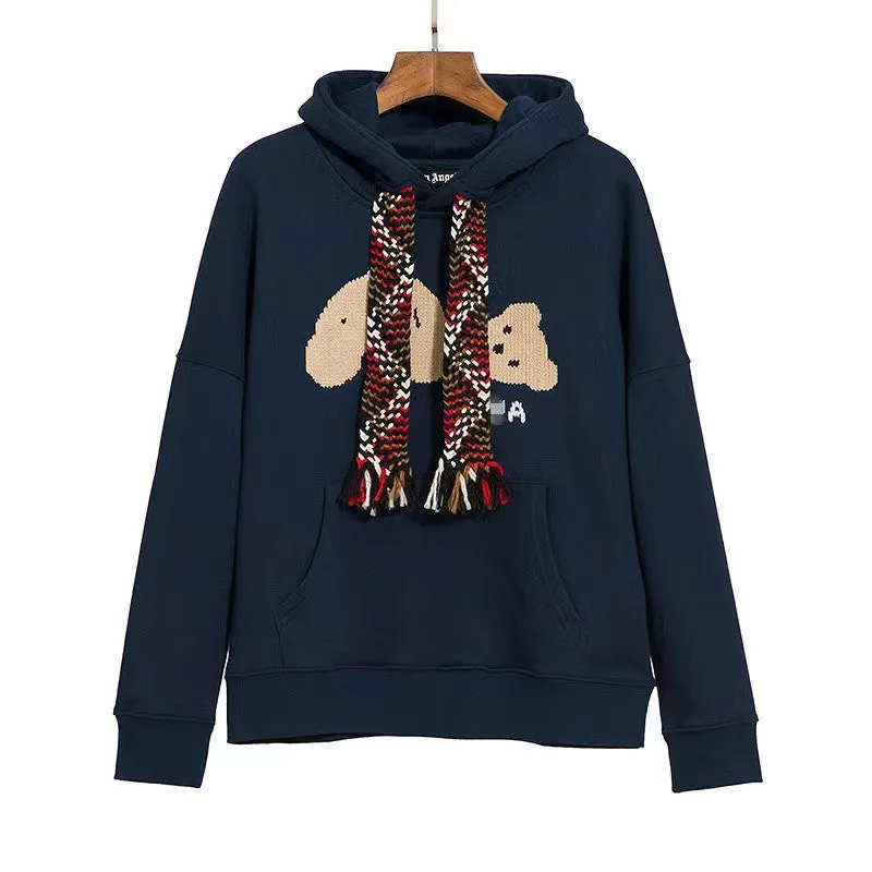 Palm Angels Hoodie Embroidery Velvet Hoodie Sweater for Men and Women