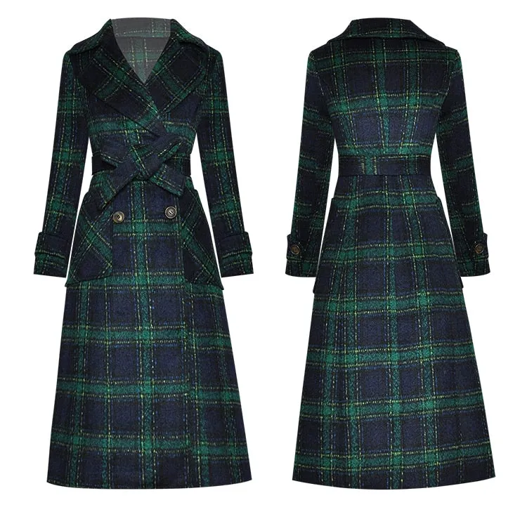 Plaid Overcoat Long Sleeve Winter Jacket