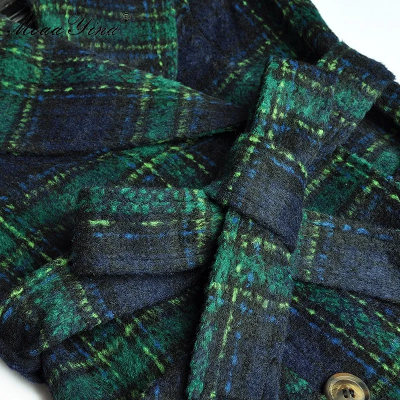 Plaid Overcoat Long Sleeve Winter Jacket