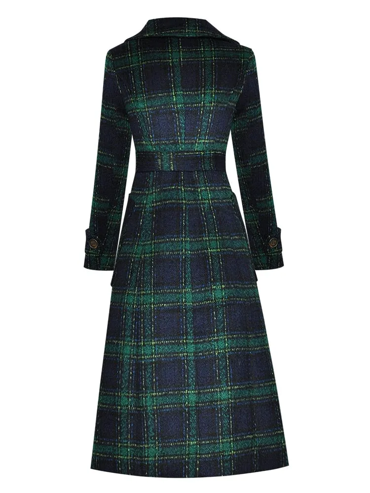 Plaid Overcoat Long Sleeve Winter Jacket
