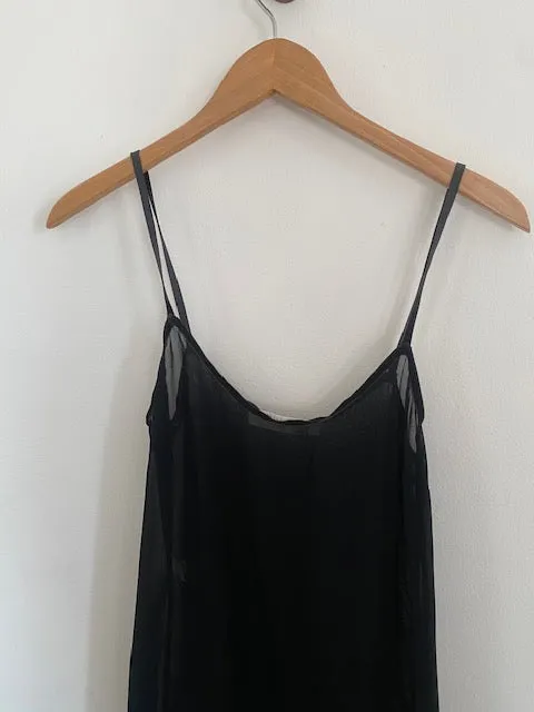 Pre-Owned Miu Miu Black Sheer Slip Dress