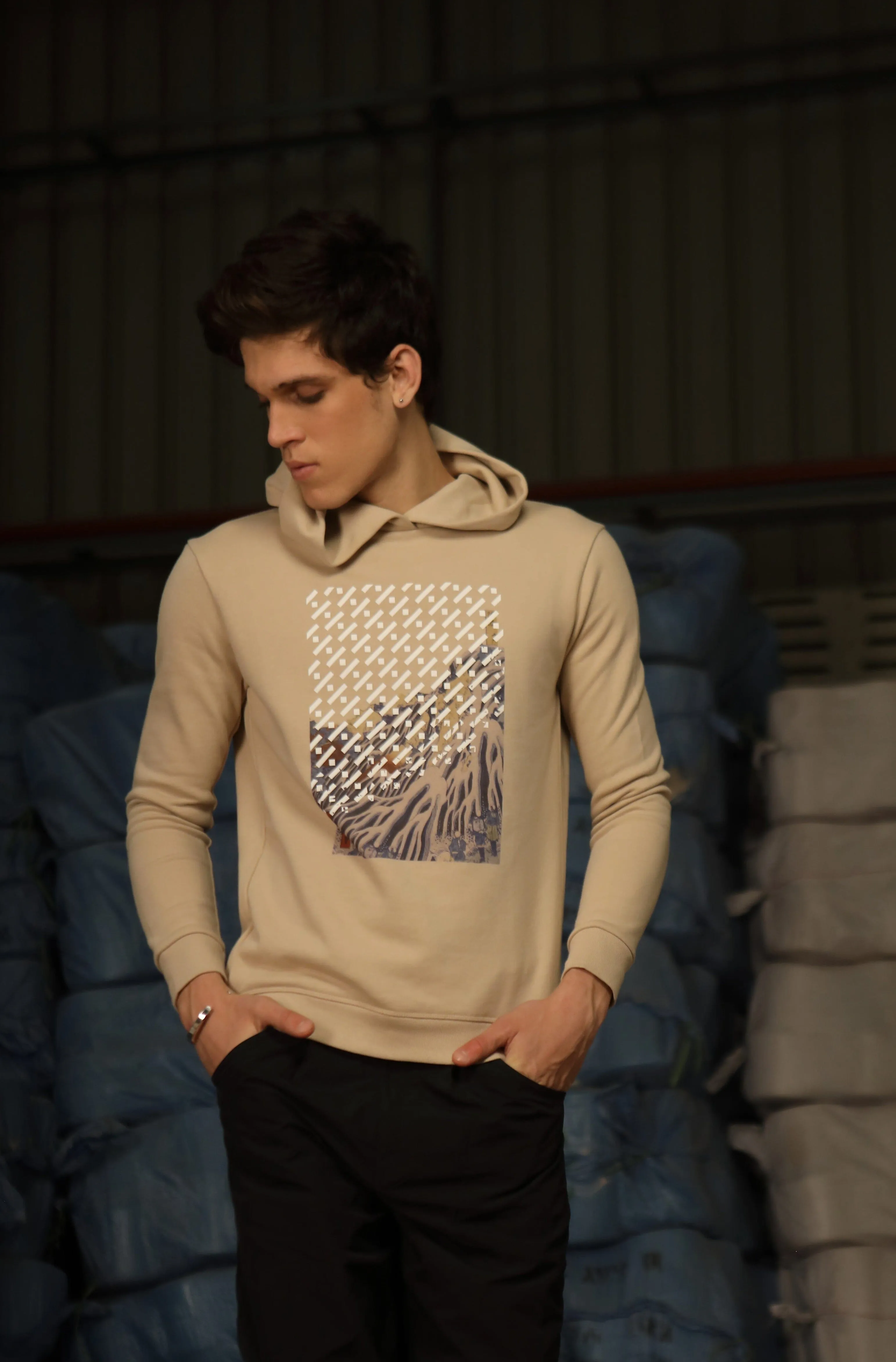 Printed Hoodie- Falling Mist